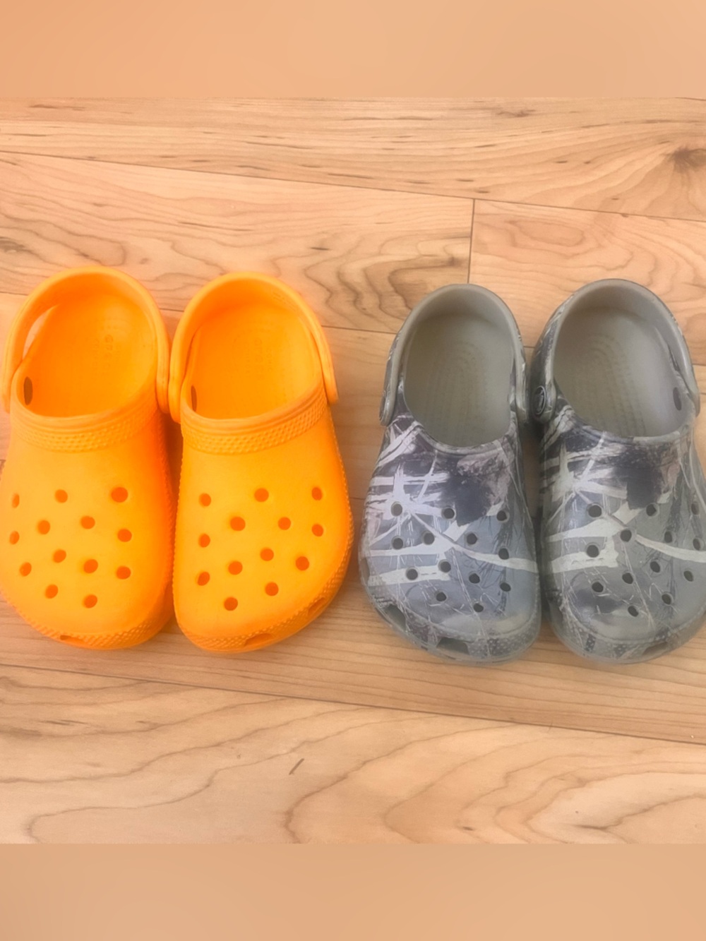 CROCS Kids Orange and Camo Patterned